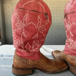 Macie Bean Cowgirl Boots Women's Size 9 Floral Tooled Leather thumbnail 5