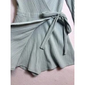 Urban Outfitters Ribbed Long Sleeve Wrap Romper Sage Green Small thumbnail 5