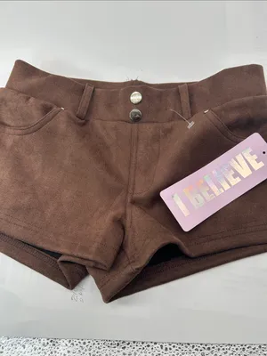 Brown Women's Suede-Look High-Waist Shorts thumbnail 2