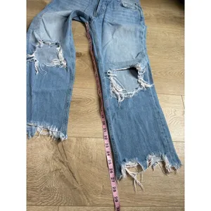 EUC We the Free People Jeans Womens Holes Knees Wide Distressed Button Fly sz 28 thumbnail 6