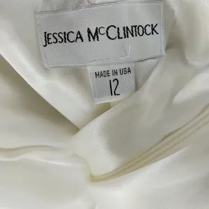 Vintage Jessica McClintock White and Silver Strapless Mini Cocktail Party Dress thumbnail 9