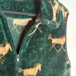 Vtg sherpa fleece Horse zip up vest thumbnail 2