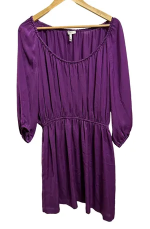 Joie women's purple satin long sleeve mini dress size‎ Medium thumbnail 1