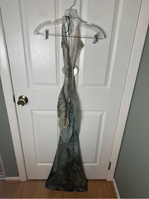 Jaded London Vida Backless Maxi Dress With Shell Trim in Marine XS thumbnail 10