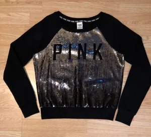 Victoria’s Secret PINK Crewneck Sweatshirt Size Medium Ombré Sequins Runs Small thumbnail 1