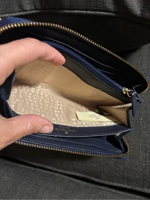 KATE SPADE - 'ANITA' Blue & White Plaid Check Continental Long Full Zip Wallet thumbnail 16