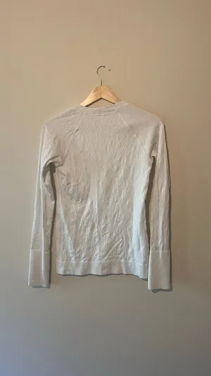 Lululemon White Rest Less Pullover Floral Jacquard Thumbhole Long Sleeve Top Siz thumbnail 7