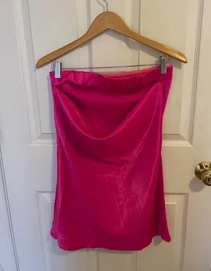 Strapless satin hot pink Dress thumbnail 6