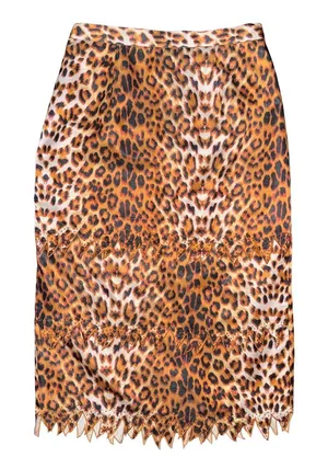 Vintage Leopard Animal Print Beaded Tiered Midi‎ Skirt Festival Mob Wife Church thumbnail 1