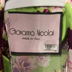 Giovanni Nicolai Floral Print Green & Purple Wrap Top(Size Medium thumbnail 6