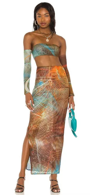 Leila SKIRT - Farai London X REVOLVE Multi Maxi Tube Festival Rave Boho S Small thumbnail 1