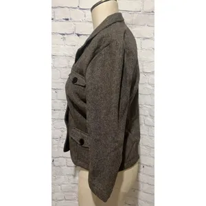 Andrew & Co. Brown Tweed Cropped Jacket Herringbone Pattern, 3/4 sleeves Medium thumbnail 3