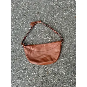 Ashwood Brown Pebbled Leather Crescent Hobo Shoulder Bag Cognac Gold Hardware thumbnail 3