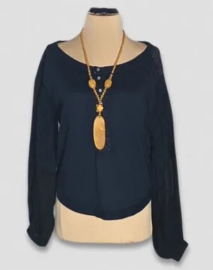 Free People Blue Cotton Long Sleeve Balloon Top XS thumbnail 1