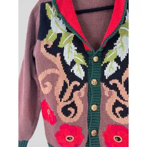 Storybook Knits M Vintage 90's embroidered Maximalist novelty cardigan Sweater thumbnail 3