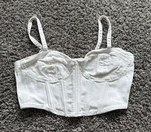 Zara White Bustier Crop Top thumbnail 1