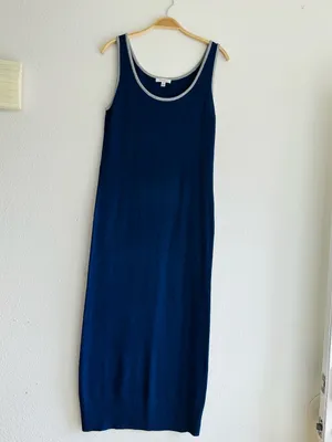 Skinnygirl Navy Tank Maxi Dress with White Trim thumbnail 2