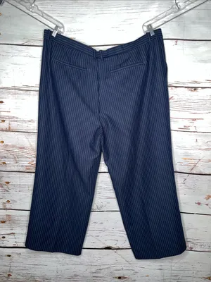 Abercrombie & Fitch NWT 22 Short Blue Pinstripe High Rise Ultra Wide Leg Pants thumbnail 2