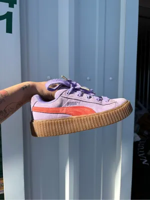 Savage X fenty X puma collab suede purple and red sneakers platforms 6 thumbnail 2