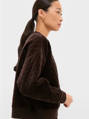 TUCKERNUCK Chocolate Brown Velour Bennett Pullover Size Large thumbnail 3