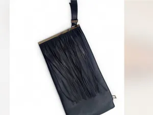 Ethele & Myrtle Inc Black Fringe Wristlet Clutch Boho Festival Y2K Gold Hardware thumbnail 6