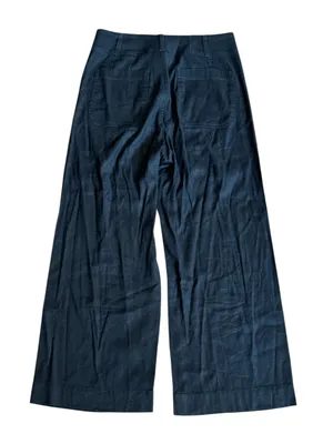 Anthropologie Maeve Colette Linen Blend Black Wide Leg Pants Size: 28 thumbnail 2