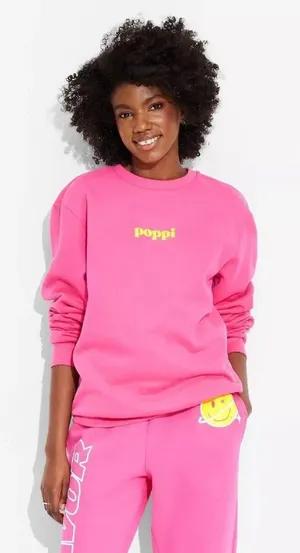 Poppi x Target Size Large (L) Women's Pink Poppi Graphic Pullover Sweatshirt wit thumbnail 1