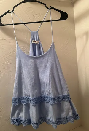 Altar'd State Blue Lace Tank Top thumbnail 1