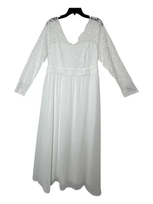 Talisea Wedding Plus Size 14W Formal Bridal Long Sleeve Lace Chiffon Maxi Dress thumbnail 2