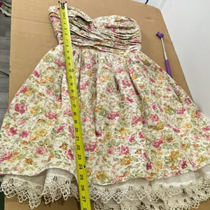 🍁 Minuet Cottagecore Floral Boho Strapeless Mini Party Cocktail Dress‎ Small thumbnail 11