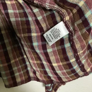 Burgundy Multicolor Plaid Tartan Country Cowgirl Smocked Peasant‎ Blouse 18/20W thumbnail 3