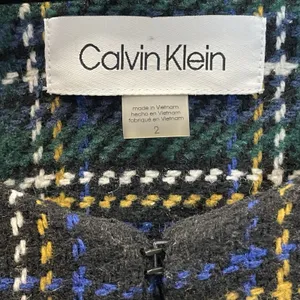 Calvin Klein‎ Womens 2 Jacket Tweed Topper Coat Green Plaid Tartan Open Front thumbnail 9