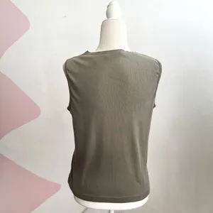 Vintage Olive Green Mesh Overlay Tank Top Y2K‎ 2000s Indie Sleaze Grunge Large thumbnail 3