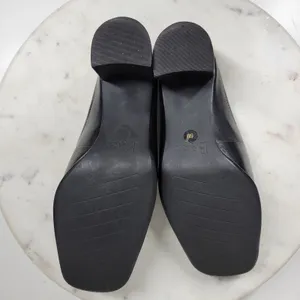 VTG Bass Artist Mules Womens 6 Black Leather Slip On Square Toe Block Heel 2003 thumbnail 6