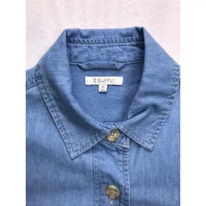 Z‎ SUPPLY Womens Blue Denim Button Down Shirt Shacket XS ZJ232414E Light Wash thumbnail 2