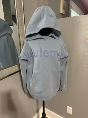 Lululemon All Yours Hoodie Chambray Logo Hooded Athletic Sweater Size 8. thumbnail 2