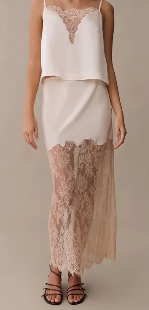 NWT Few Moda Saoirse Skirt size Small S Lace Cream pink o.p.t thumbnail 1