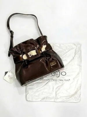 Beijo Copper Brown Faux Leather Bag with Cow Hair Belt Detail NWT thumbnail 1