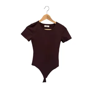 Aritzia Babaton Contour Women's Brown Crewneck Short Sleeve Bodysuit Sz S thumbnail 3