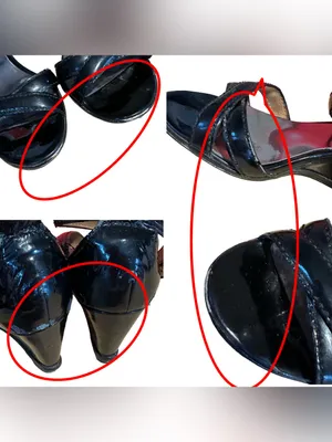 Coach "Coretta" Black Patent Leather Wedge Heel Sandals (5m) thumbnail 7