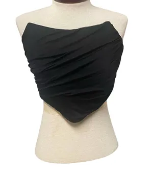 Black Cropped Strapless Top Zip Up Festival Goth NYE Sz Medium Club Indie Sleaze thumbnail 1