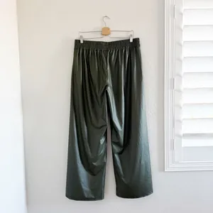 NWT OFFLINE By Aerie Real Luxe Faux Leather Wide Leg Pant in Green Size L thumbnail 4