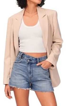 Curve Love Abercrombie & Fitch Crossover Waist High Rise Mom Shorts thumbnail 1