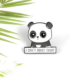 Panda I Can’t‎ Adult Today Brooch Pin Enamel Black/White thumbnail 5