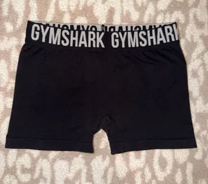 Gymshark Black Shorts with White Logo Waistband thumbnail 1