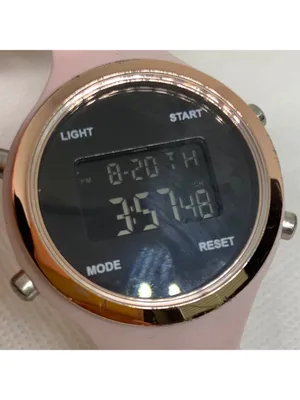 Digital quartz women’s watch pink rose gold tone 37mm silicone band running thumbnail 2