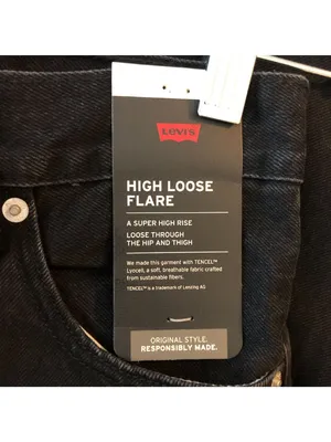 Levi's Womens Jeans High Loose Flare Wide Leg High Rise Black 29 thumbnail 3