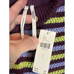 By Anthropologie Striped Knit Shorts Purple Lime Green High Rise Large NWT thumbnail 6
