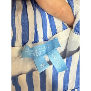 Draper‎ James RSVP Blue White Striped Tiered Midi Dress Ruffle Sleeve Small thumbnail 6