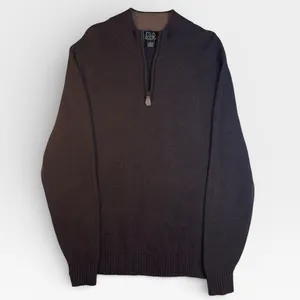 Jos A Bank Brown Lambswool Quarter Zip Pullover Sweater Men's Large thumbnail 2